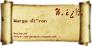 Warga Áron névjegykártya